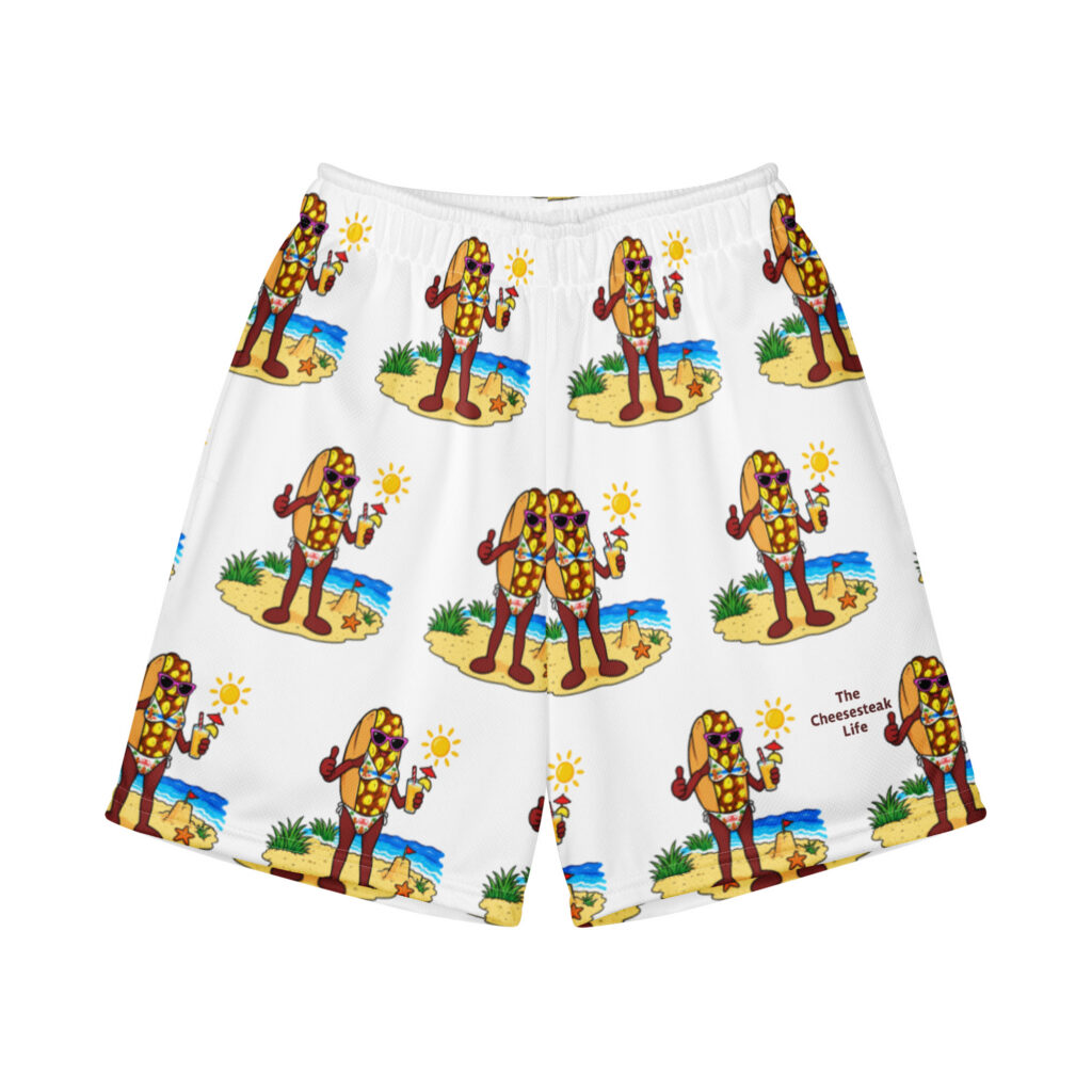 Youth (8-20) Recycled Mesh Shorts - The Cheesesteak Life - Ms. Cheesey's Beach - Extra Cheesey