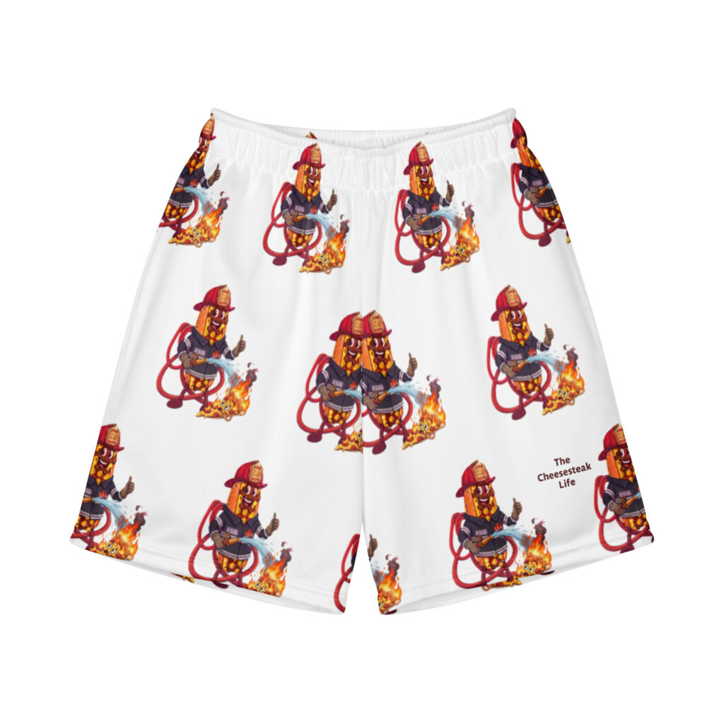 Youth (8-20) Recycled Mesh Shorts - The Cheesesteak Life - Cheesey Fire - Extra Cheesey