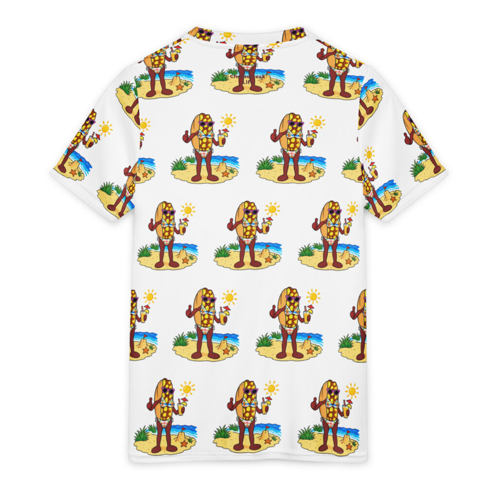 Youth Recycled Sports Jersey - The Cheesesteak Life - Ms. Cheesey's Beach - Extra Cheesey