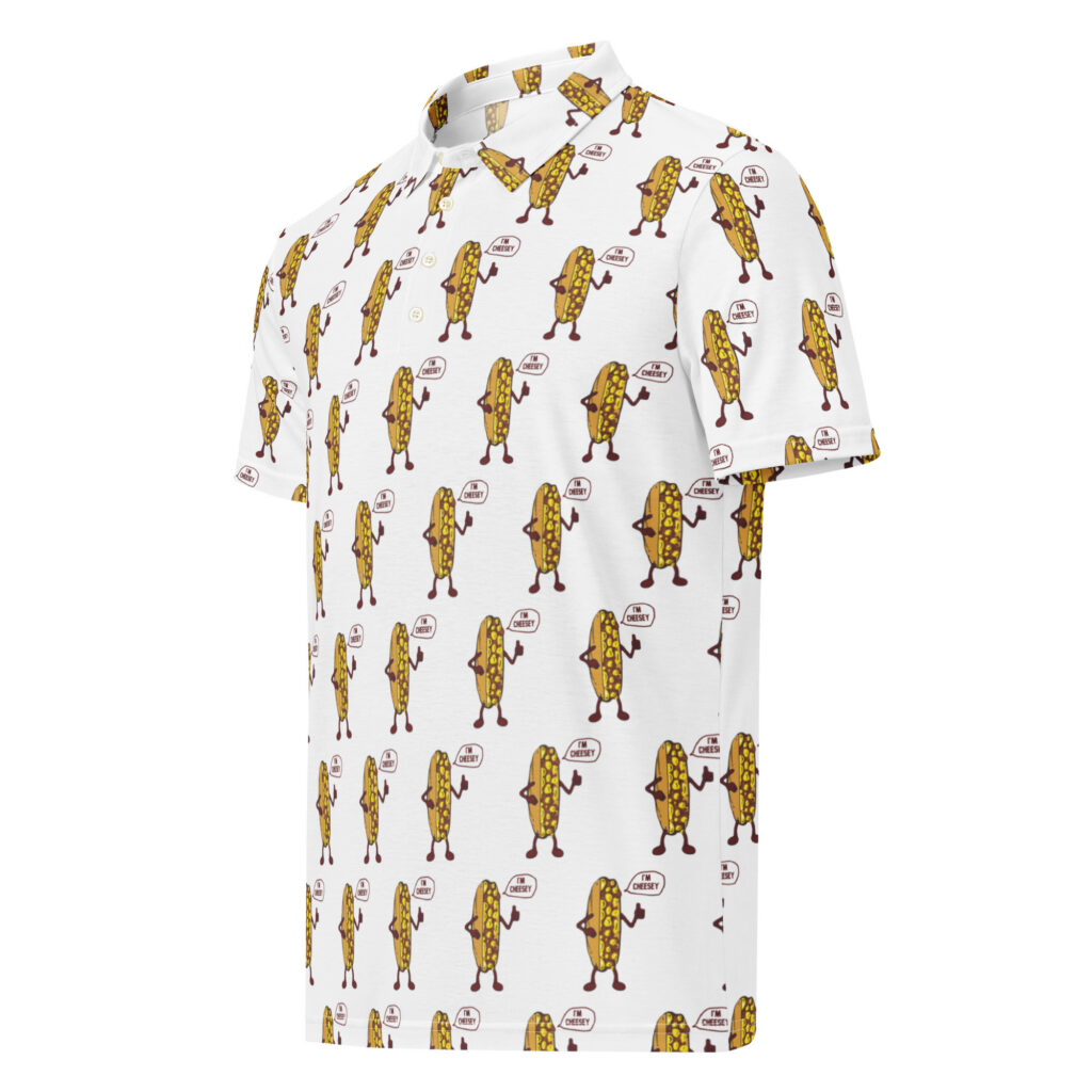Men’s slim fit polo - The Cheesesteak Life - Mr. Cheesey - Extra Cheesey