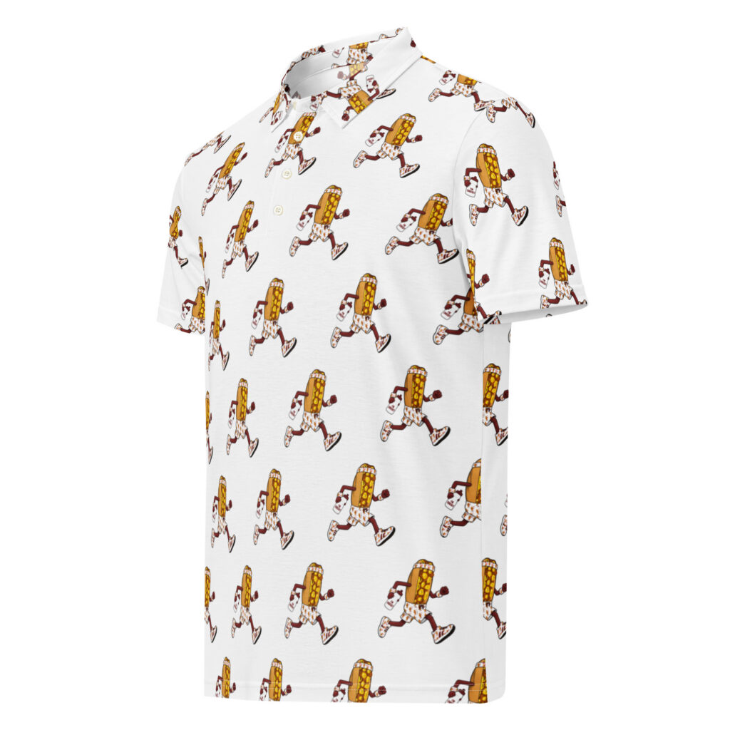 Men’s slim fit polo - The Cheesesteak Life - Cheesey Runner - Extra Cheesey