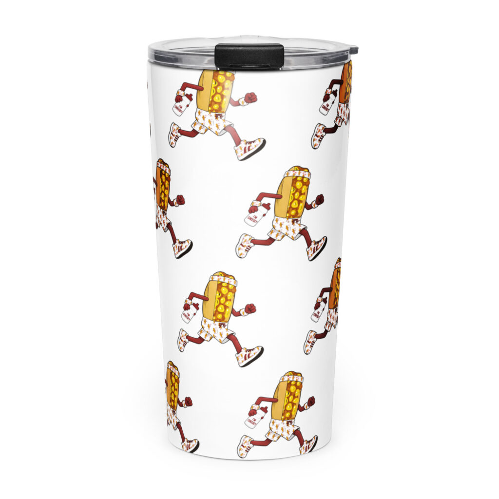 Tapered stainless steel tumbler - The Cheesesteak Life - Cheesey Runner - Extra Cheesey