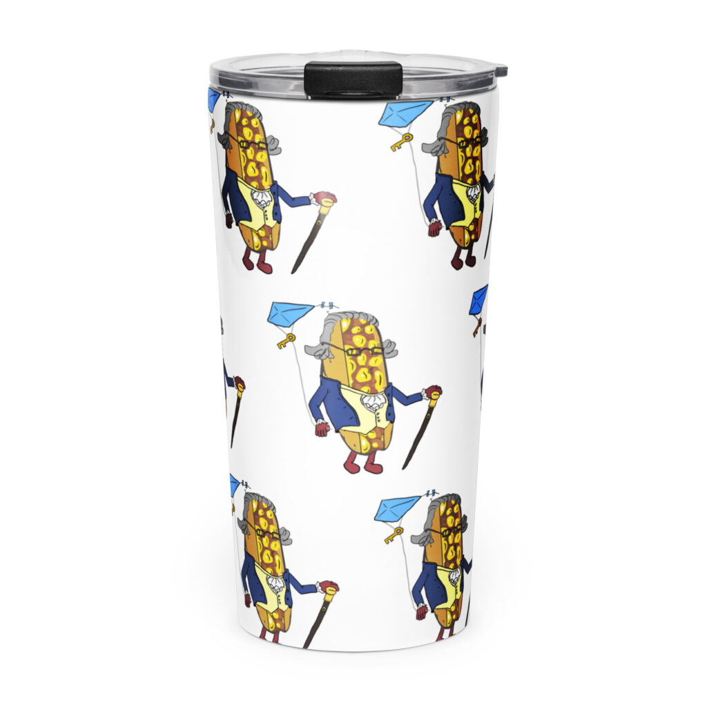 Tapered stainless steel tumbler - The Cheesesteak Life - Cheesey Ben Franklin - Extra Cheesey