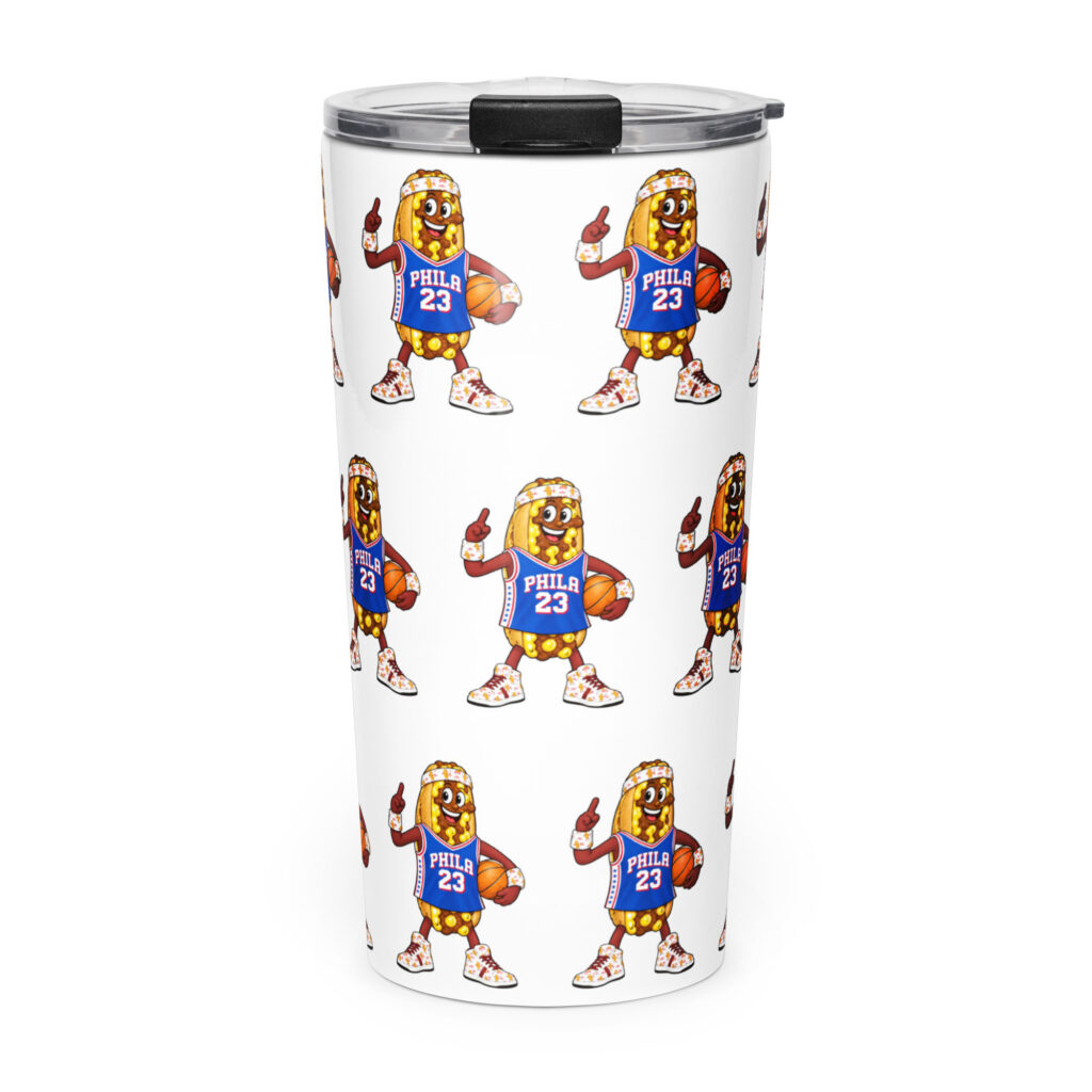 Tapered stainless steel tumbler - The Cheesesteak Life - Cheesey Sixers Fan - Extra Cheesey