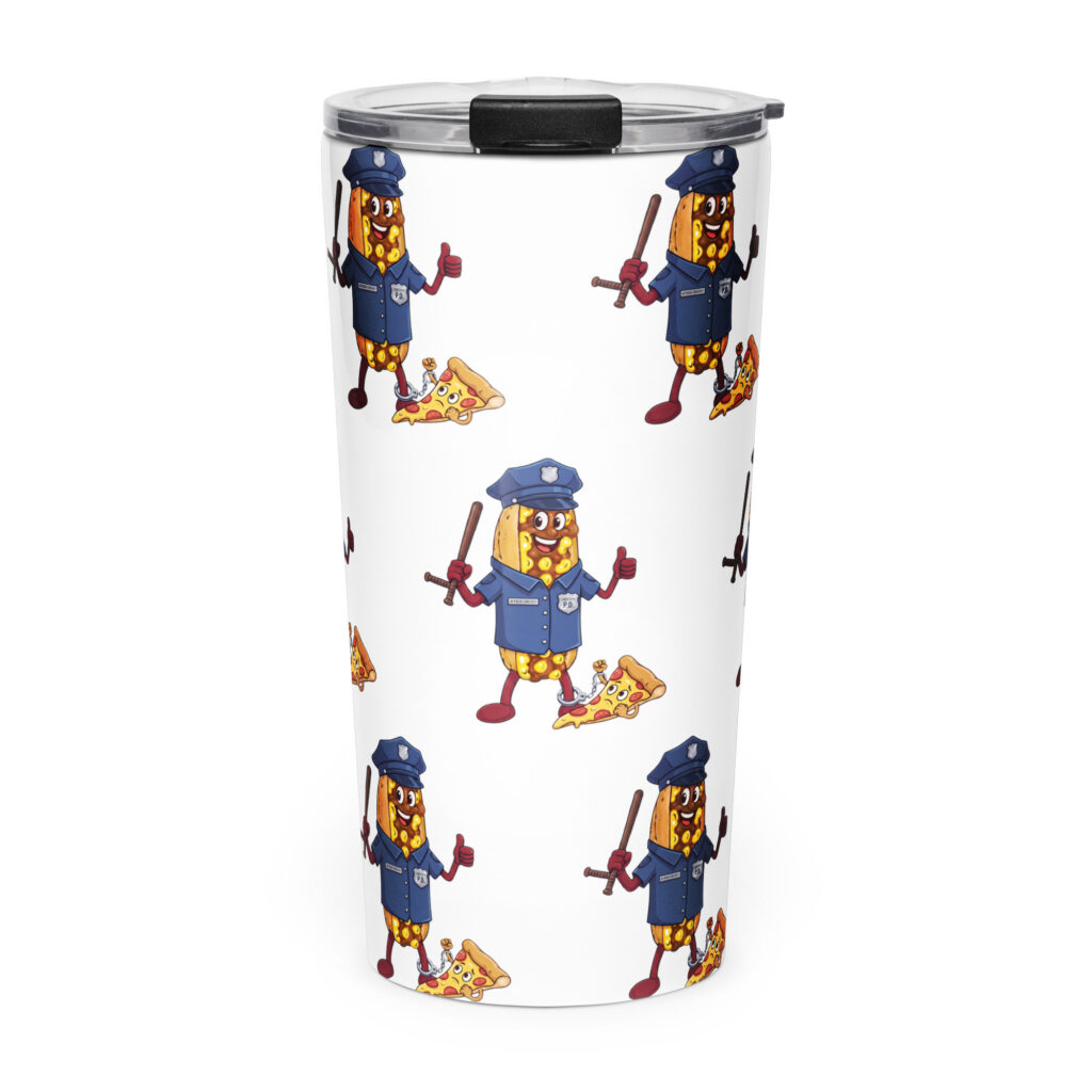 Tapered stainless steel tumbler - The Cheesesteak Life - Cheesey Police - Extra Cheesey