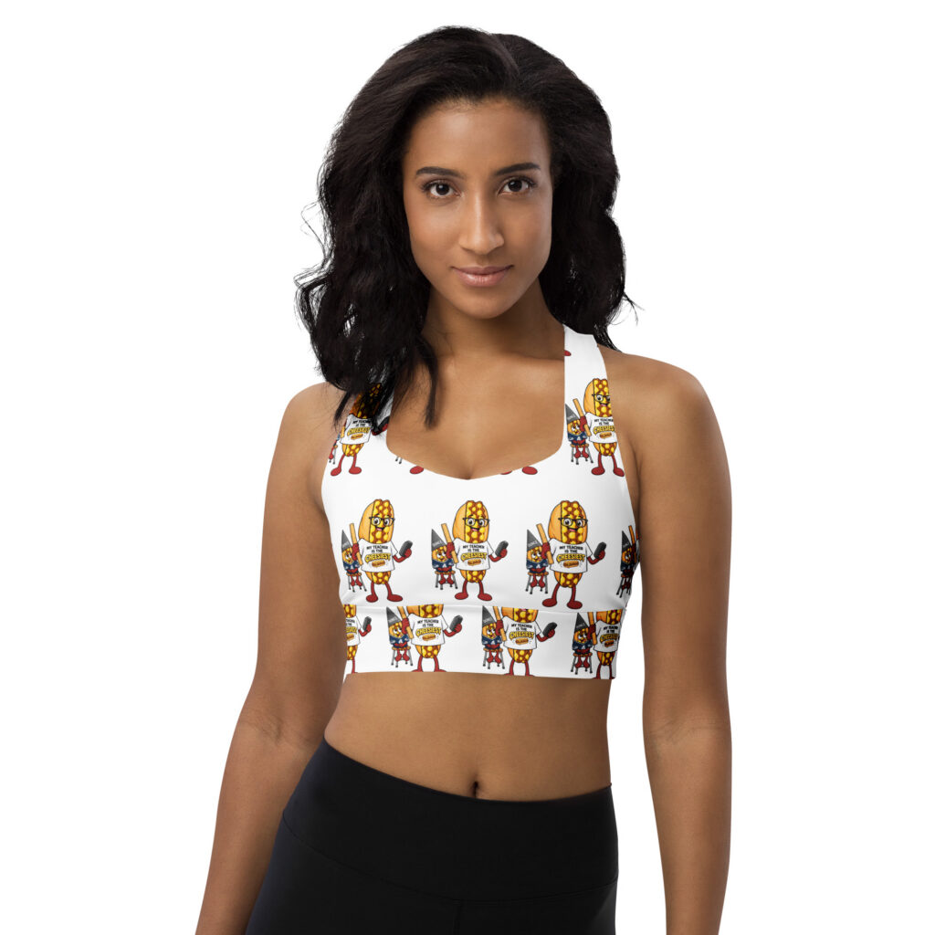 Longline Sports Bra - The Cheesesteak Life - Cheesey Teacher - Extra Cheesey