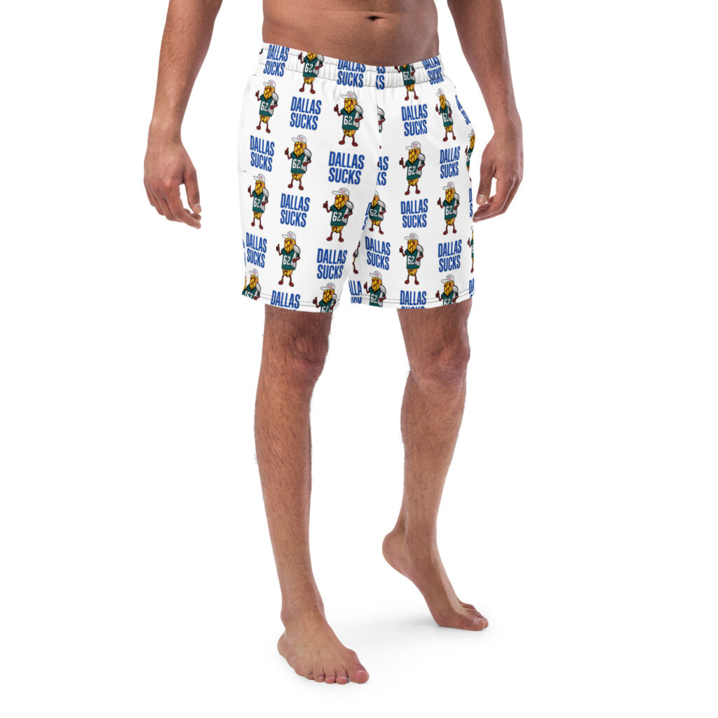 Men's Recycled Swim Trunks - The Cheesesteak Life - Cheesey Eagles Fan - Dallas Sucks - Extra Cheesey