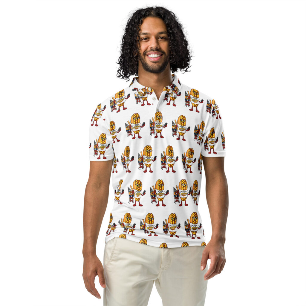 Men’s slim fit polo - The Cheesesteak Life - Cheesey Teacher - Extra Cheesey