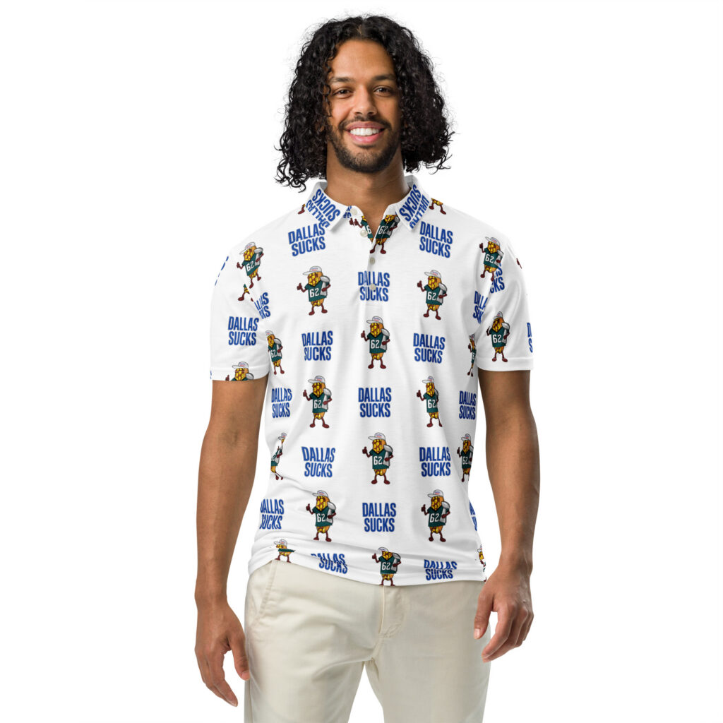 Men’s slim fit polo - The Cheesesteak Life - Cheesey Eagles Fan - Dallas Sucks - Extra Cheesey